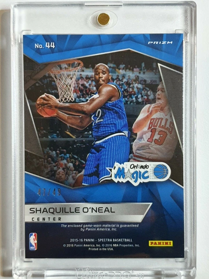 2015 Spectra Shaquille O'Neal #44PATCH BLUE HOLO /49 Game Worn Jersey - Rare - Image 4 of 4