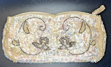 La Regale Product Beaded Pearl Sequins Off-White Evening Clutch Bag Purse Japan