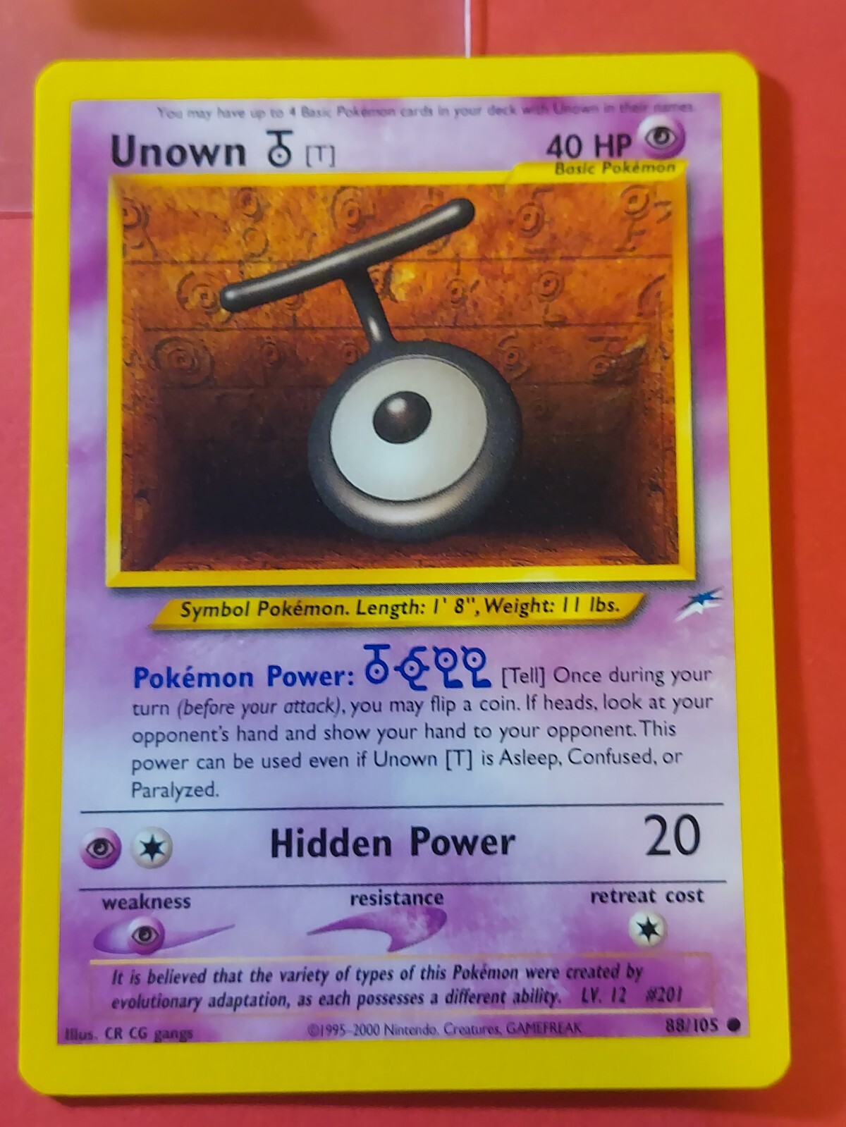 2002 Pokemon Neo Destiny Unlimited #88 Unown T, C, NF, cd1