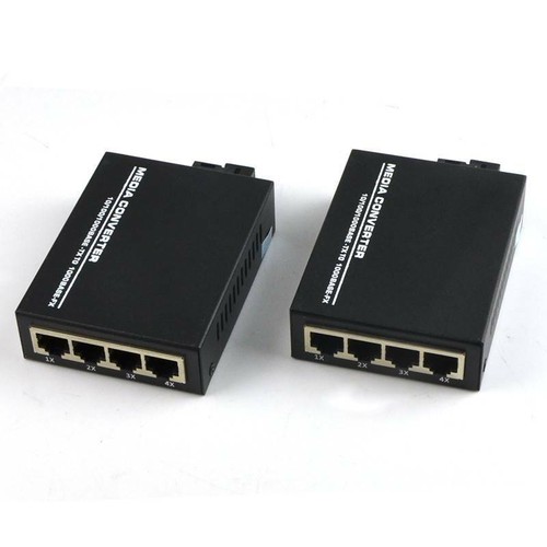 1 Pair 10/100/1000Mbps Fiber Optic Ethernet Media Converter Gigabit 4 RJ45 1 SC - Picture 4 of 5