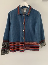 Coldwater Creek Aztec Southwestern Denim Boxy Jacket Size Large Up To 42 Chest