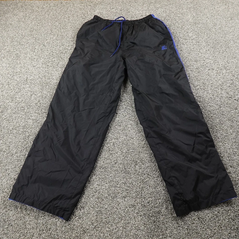 VTG Starter Pants Mens M Black Baggy Drawstring Track Windbreaker Jogger 90s Y2K - Image 2 of 4