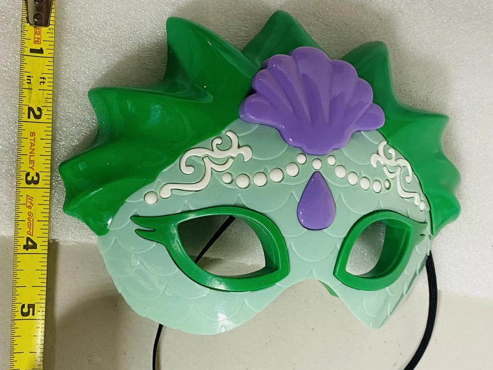 Mermaid Green Light Up Mask Halloween Costume Or Play Dress Up Girls Plastic 7” - Image 3 of 4