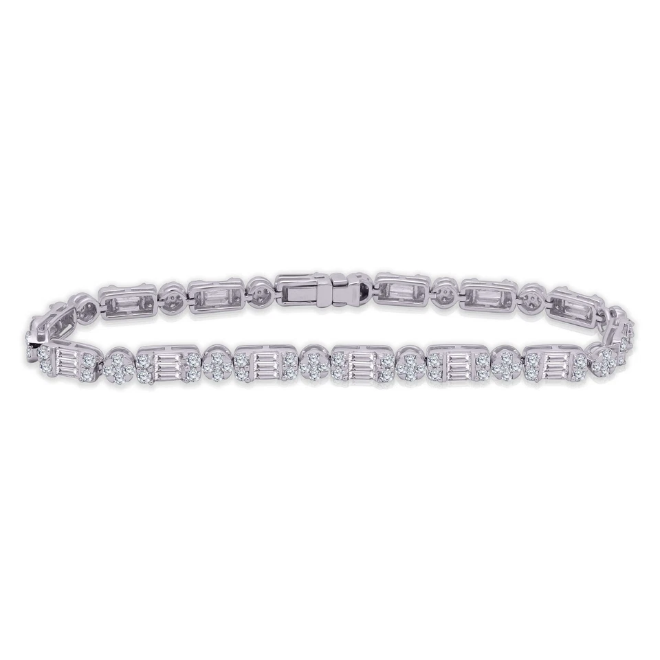 Brazalete de tenis de diamantes naturales I2/J de plata de ley certificado de 4,53 quilates de 7 pulgadas Foto 2 de 4