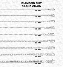 Solid 14k White Gold Diamond Cut Oval Cable Link Chain Necklace 16- 30 Inches