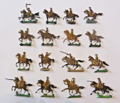 Figurines étain - WW1 - 16 Cavaliers Américains US, échelle 30mm, Zinnfiguren, Allemagne