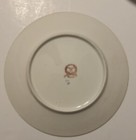 VNTG Austria Green&Gold Trim w/ Pink Floral Roses~Red W On Back~6 Salad Plates — photo 5