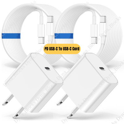 For Samsung A13 A33 A53 iPhone 15 16 20W PD Fast Wall Charger Dual Type C Cable