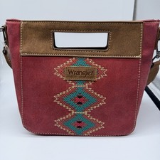 Wrangler Purse Top Handle Crossbody Aztec Print Red/Maroon NEW