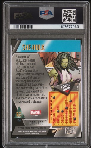2024 Metal Avengers SHE-HULK RETRO PRECIOUS GEMS PMG RED /100 PSA 8 🔥! - Picture 2 of 2