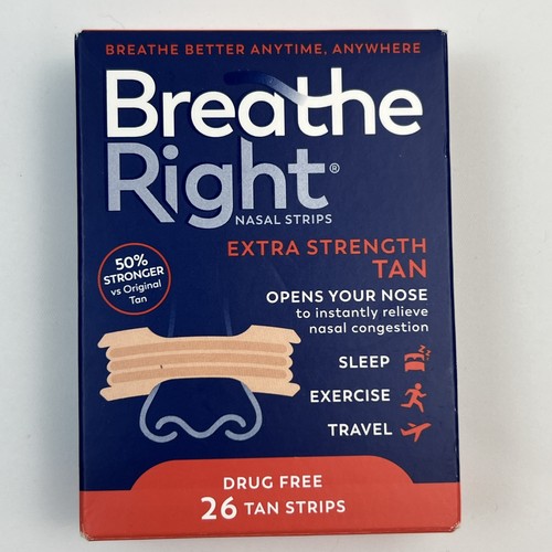 Breathe Right Nasal Strips Extra Strength Tan 26 Ct Exp 10/28 New Sealed 3 Pack - Picture 3 of 11