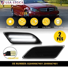 2x For Benz C250 C300 C350 C63 2012-2014 Front Bumper LED Side Marker Light Lamp