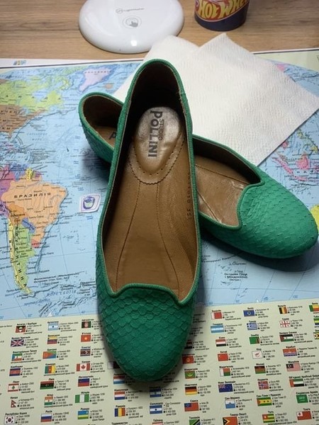Women Pollini Heels Green Leather 36