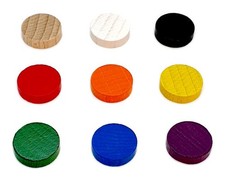 25x Spielsteine Set Rund Zylinder Scheiben Token Holz 15 x 4,5mm Bunt Brettspiel