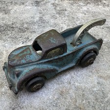 ORIGINAL Antique 1940's Arcade Blue Cast Iron Wrecker Tow Truck Toy