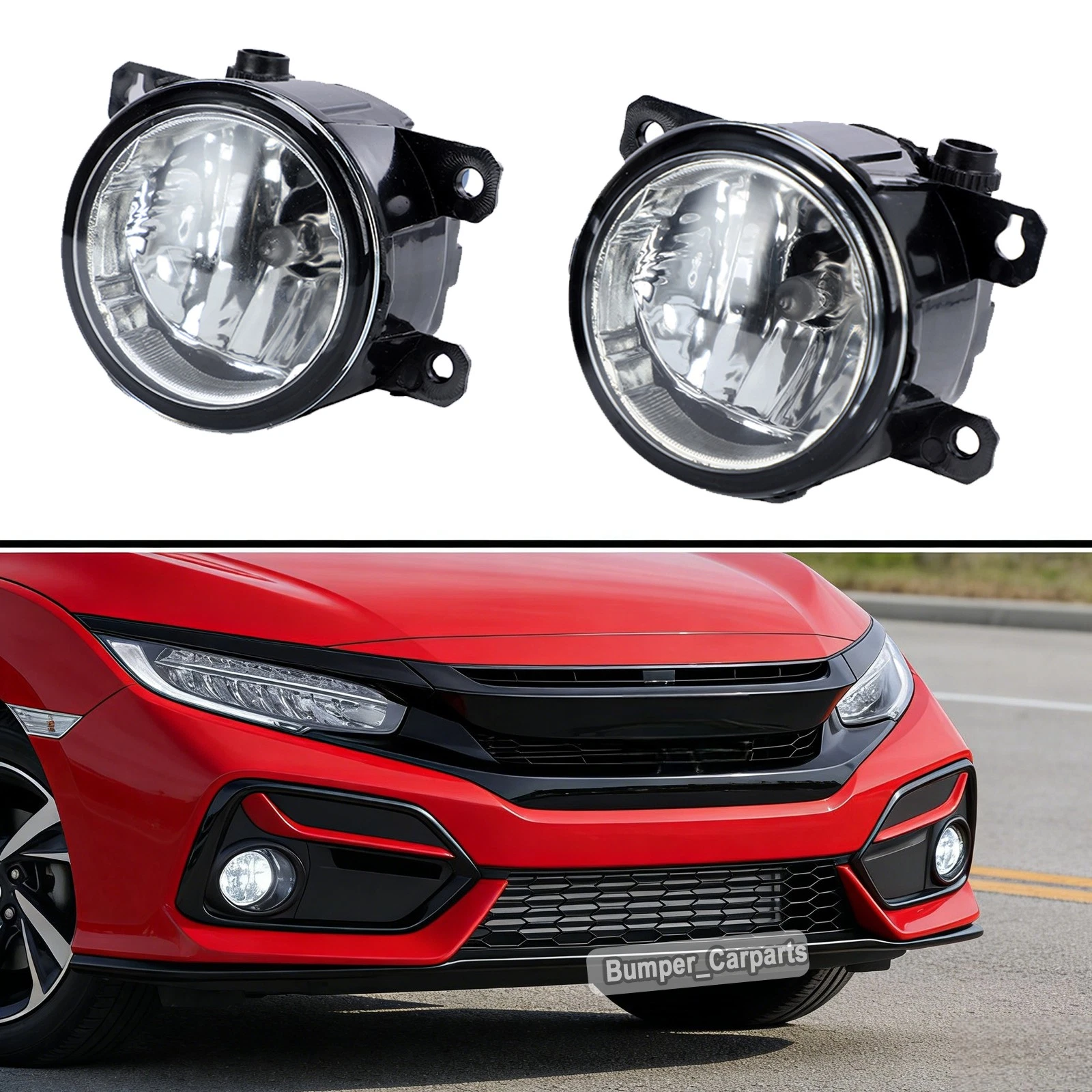 Left + Right Fog Light For Honda Civic 2016-2021 Hatchback Sedan Coupe Halogen - product detail image 1