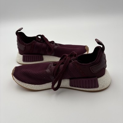 ADIDAS NMD R1 Men 8 Maroon Knit Running Sneaker Burgundy Gum Bottom EG2937