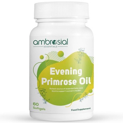 AMBROSIAL Evening Primrose Oil 1000mg 60 Capsules Omega 6 & GLA Gluten Free