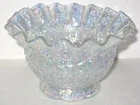 Vintage Fenton Glass Iridescent Carnival Daisy & Button Ruffle Bowl