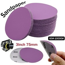 3Inch 75mm Wet and Dry Sanding Discs 60-10000 Grit Sandpaper Hook and Loop Pads