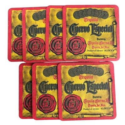 1987 ADVERTISING COASTERS TEQUILA CUERVO ESPECIAL 4'' 80 Proof  LOT OF 7