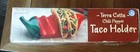 Chili Pepper 4 Taco Holder Terra Cotta Hand Painted Red Green 10.5” Fast Ship — photo 3