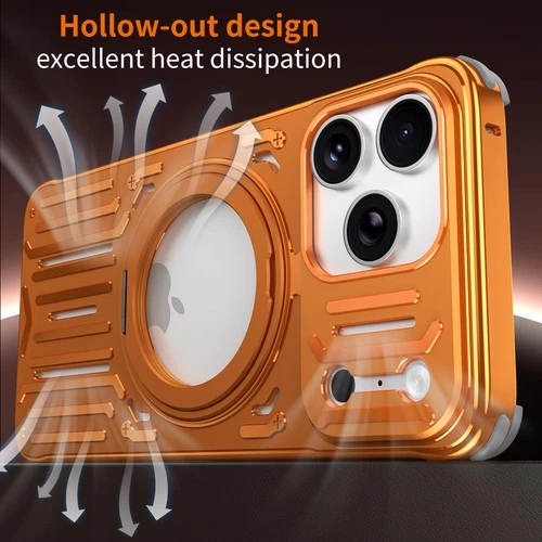 For iPhone 17/16/15 Pro Max Air Metal+TPU Case Mag Safe Stand Heat Dissipation - Picture 9 of 16