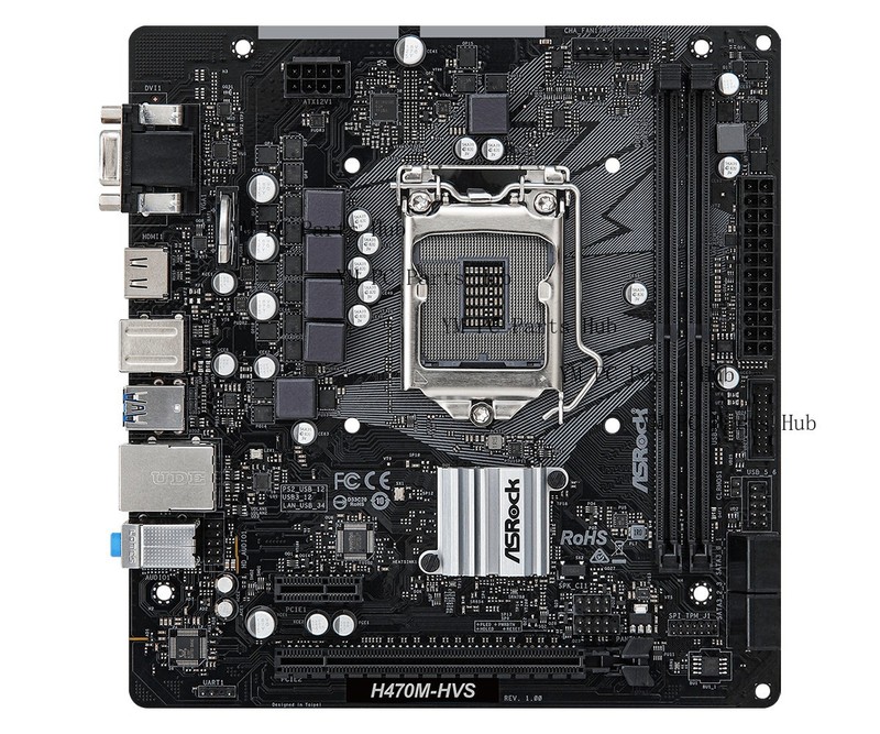 ASRock H470M-HVS DDR4 motherboard 10th Gen Socket 1200 4 usb 3.2 Gen1 hdmi M-ATX