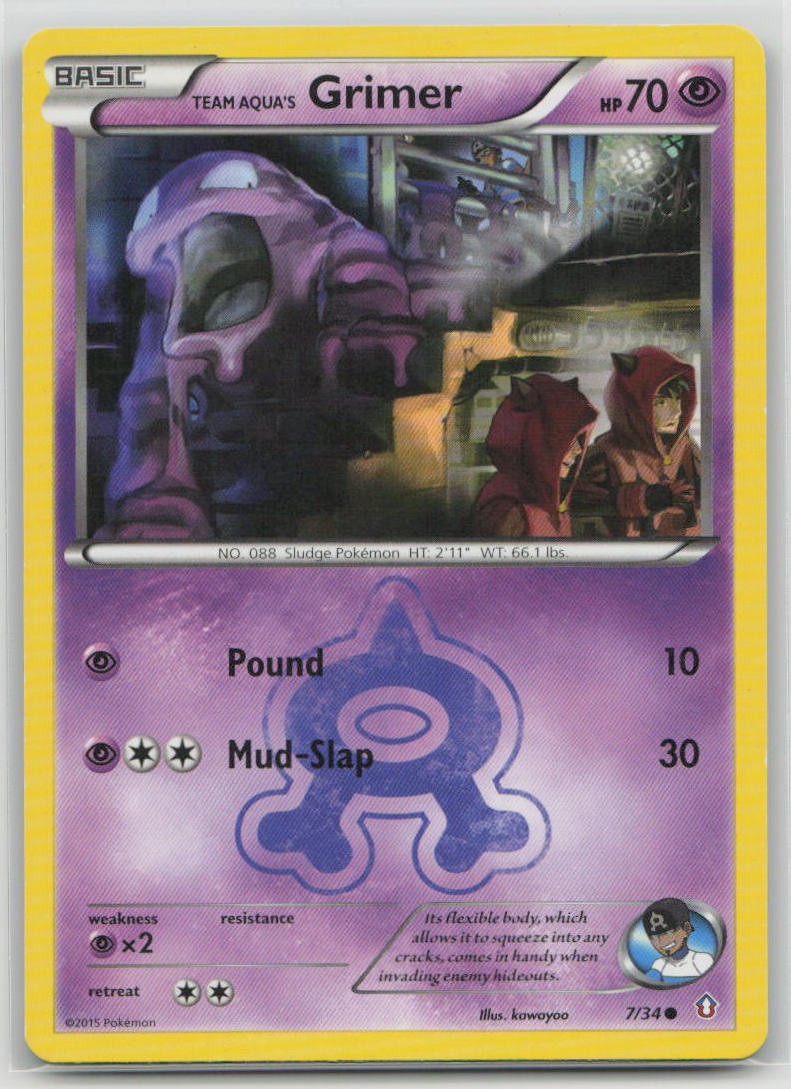 Team Aqua's Grimer 7/34 Common Double Crisis Pokemon Lightly Played