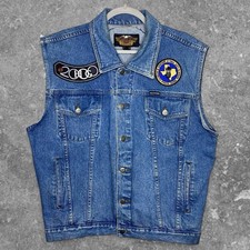 vintage early 2000  s Harley Davidson motorcycles biker embroidered denim vest M