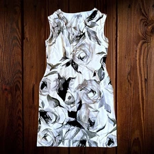 Classiques Entier Medium Mini Sheath Dress 100% Silk Floral Cowl Neck Sleeveless