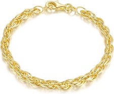 MELELIFE 14K Gold Bracelets for Men & Women Layer Rope Chain 7.5in 