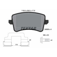 Textar 2460601 Bremsbelagsatz Scheibenbremse Hinterachse FüR Seat Skoda VW Audi