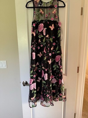 sam edelman embroidered mesh dress Elegant Flower Embroidery Wave Edge Dress Women Short Puff Sleeve O-ne –  HER SHOP main image 0