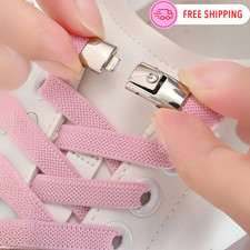 1Pair Elastic No-Tie Shoelaces With Lock Buckle for Sneakers Sports Casual Shoes