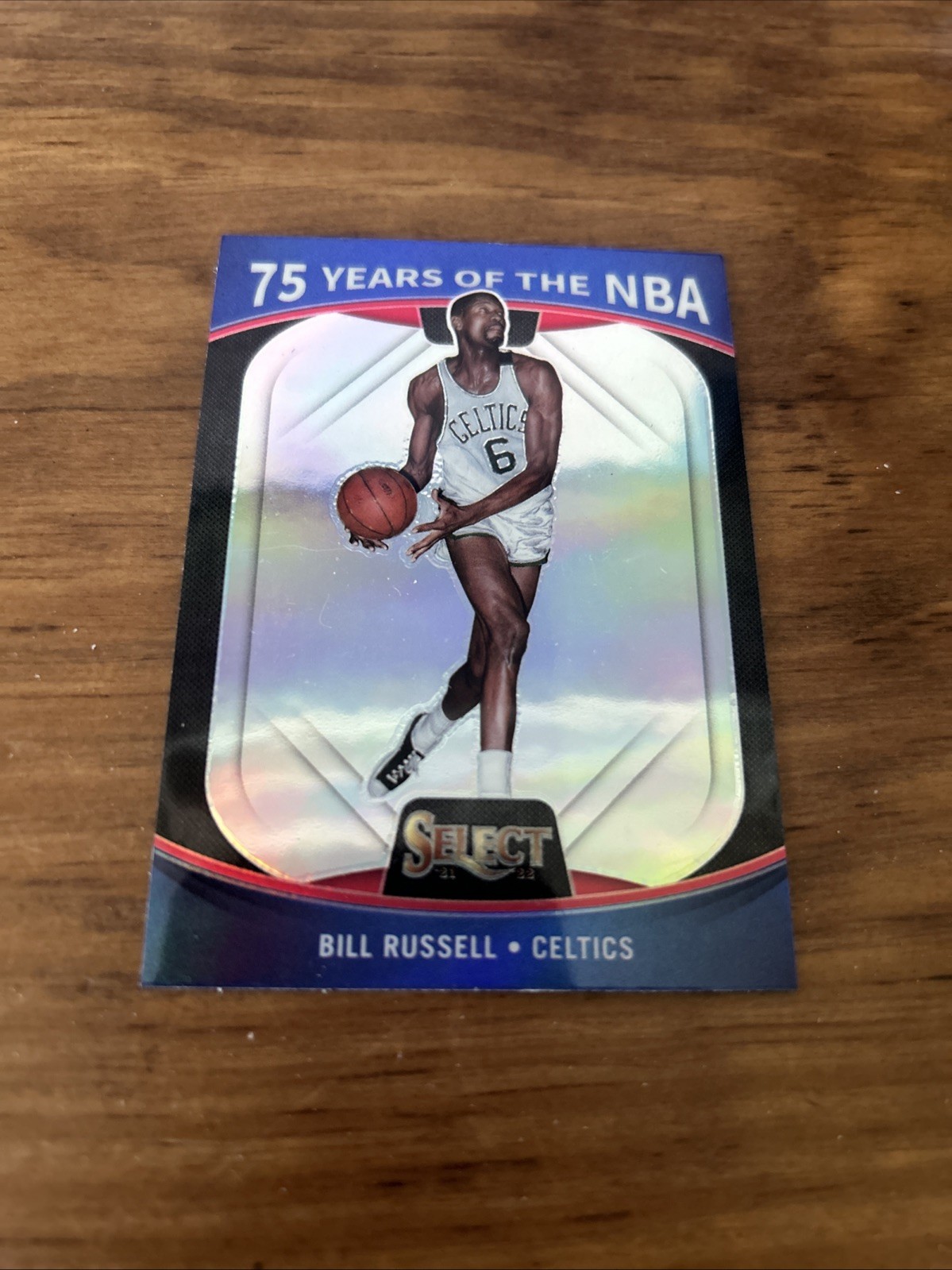 2021-22 Select 75 Years Of The NBA SILVER PRIZM Bill Russell Card #65