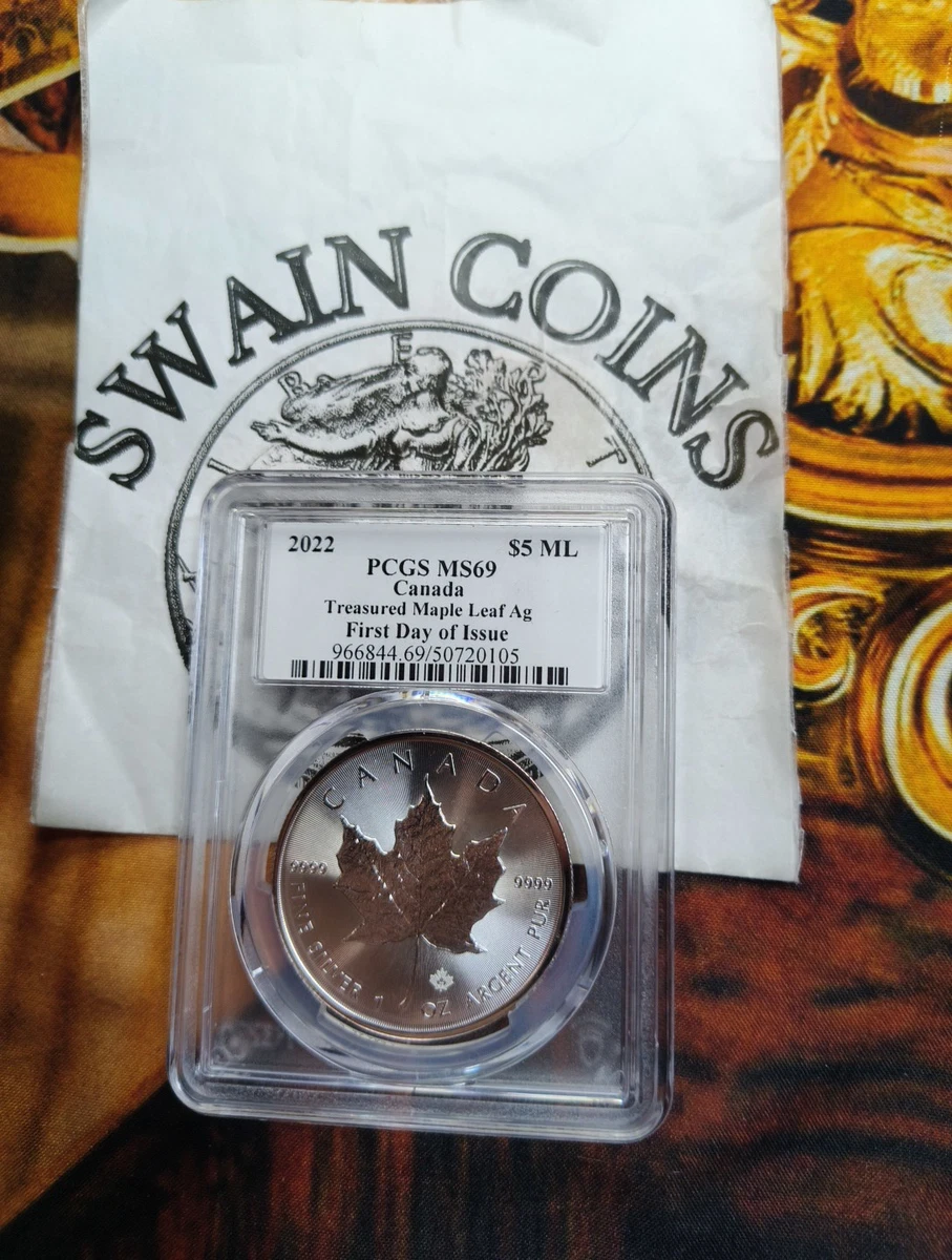 銀貨 2022  Maple Leaf MS69 Canadian Maple Leaf MS 69 PCGS Certified Silver Bullion Coins for