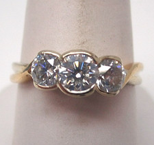 Vintage 14k Yellow Gold and Natural Three 0.75ct TW Diamond Ring Size 7.5