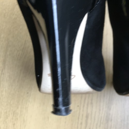 Clarks Shoes Black Suede Patent Leather Double Strap High Heel Round Toe UK 6 D - Picture 7 of 15