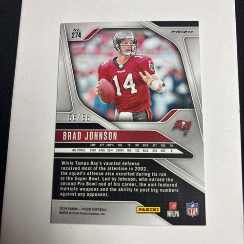 2024 NFL PRIZM SPARKLE ~ BRAD JOHNSON ~ BLUE SPARKLE #'D /96 TAMPA BAY BUCS - Picture 2 of 2