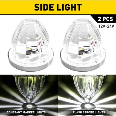 2x 12V White LED Watermelon Light Truck Trailer Clearance Side Marker Lamp EOA