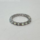 925 Sterling Sapphire Cross Angel Wing Pendant Necklace & Faux Opal Ring 4.2g — photo 5