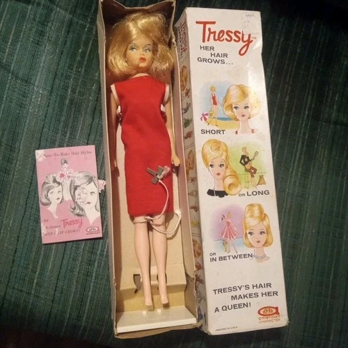 Vintage 1960's Tressy American Character Doll In Box with  Key, Stand. 