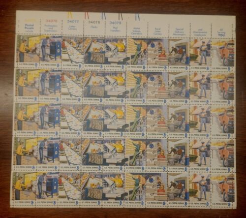 US Stamp Scott  #1489-98, Postal Service Employees Sheet x 50 - Picture 1 of 5