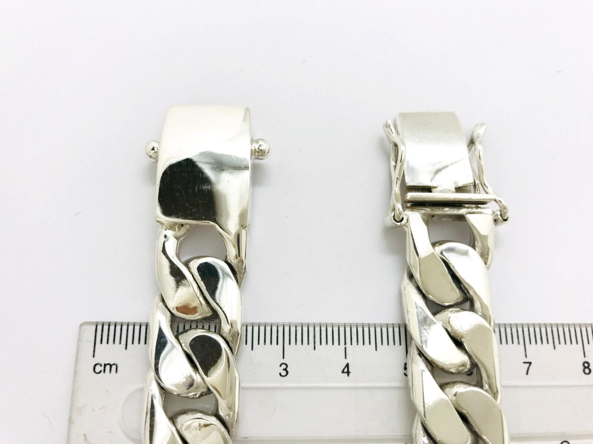 Heavy Long Taxco, Mexican 925 Sterling Silver Curb Chain Heavy Long Taxco, Mexican 925 Sterling Silver Curb Chain