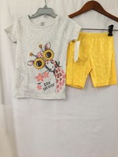 New Carter's Girls Sunflower Giraffe Pajama 2pc Set Snug Short Sleeve Toddler 5T