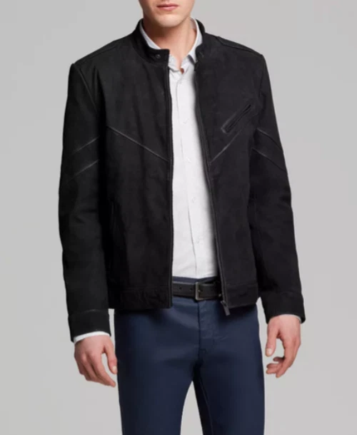 Hugo Boss Lenson mens Buffalo Leather Charcoal size XL Jacket Coat Slim Fit