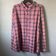 GEORGE NWT Men's Red Plaid Stretch Poplin Button Down Dress Shirt Medium 38-40