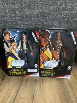 Star Wars Galaxy of Adventures Han Solo and Chewbacca 5'' Action Figs Lot of 2