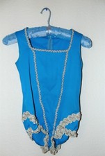 Vintage 1970s Turquoise Colored Dance Wear One Piece set in sz 8